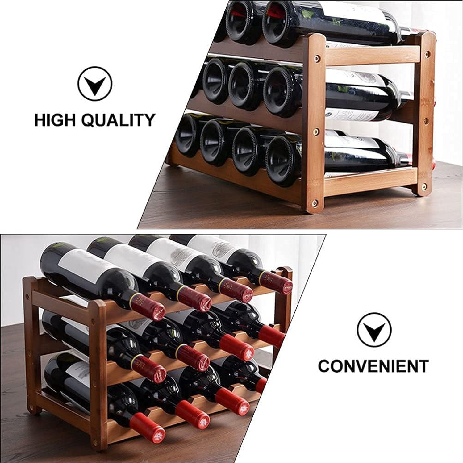 Bamboo 12-Bottle 3-Tier Countertop Wine Rack