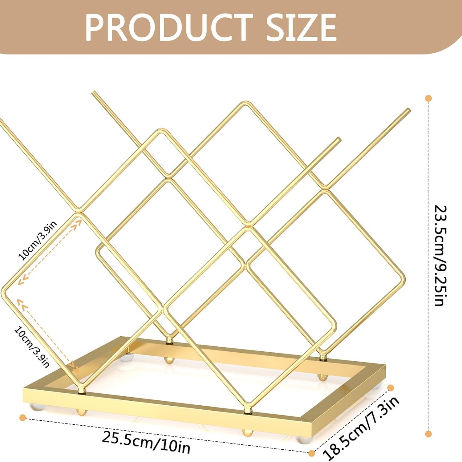 Urban Deco 5-Bottle Gold Countertop Wine Rack