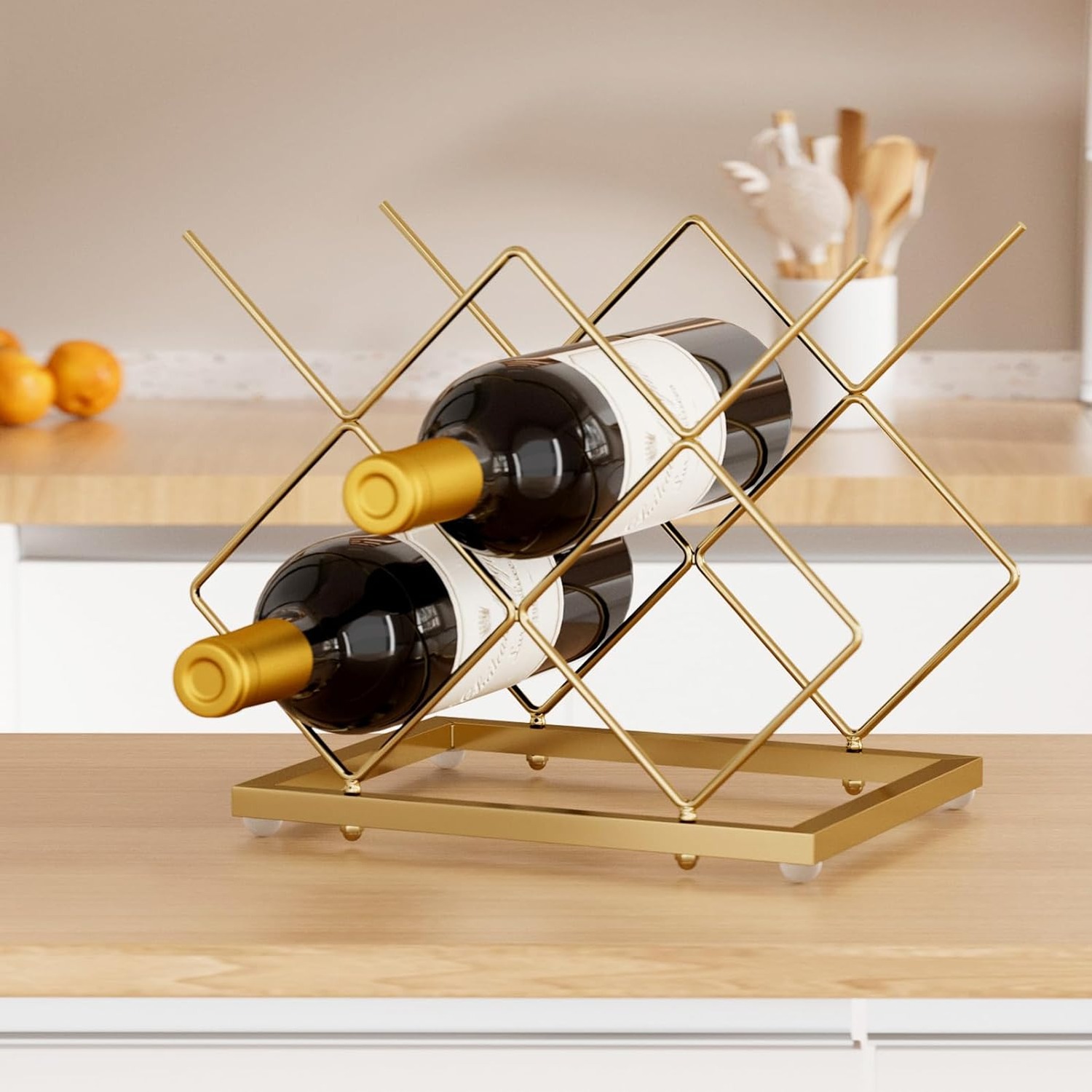 Urban Deco 5-Bottle Gold Countertop Wine Rack