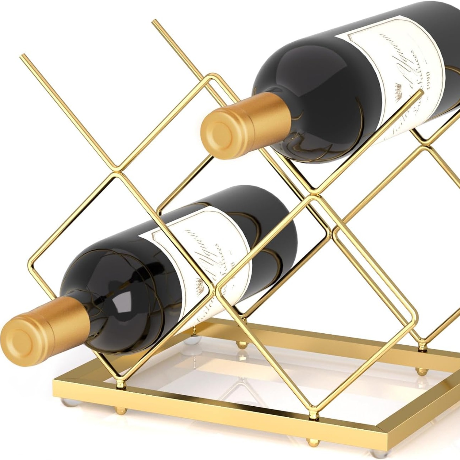 Urban Deco 5-Bottle Gold Countertop Wine Rack