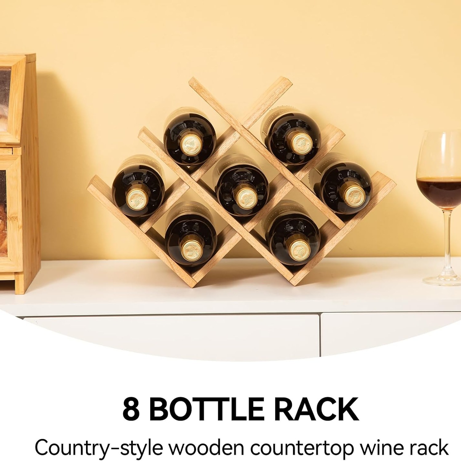 3-Tier Wooden Wine Rack (8 Bottle, Countertop): image 8