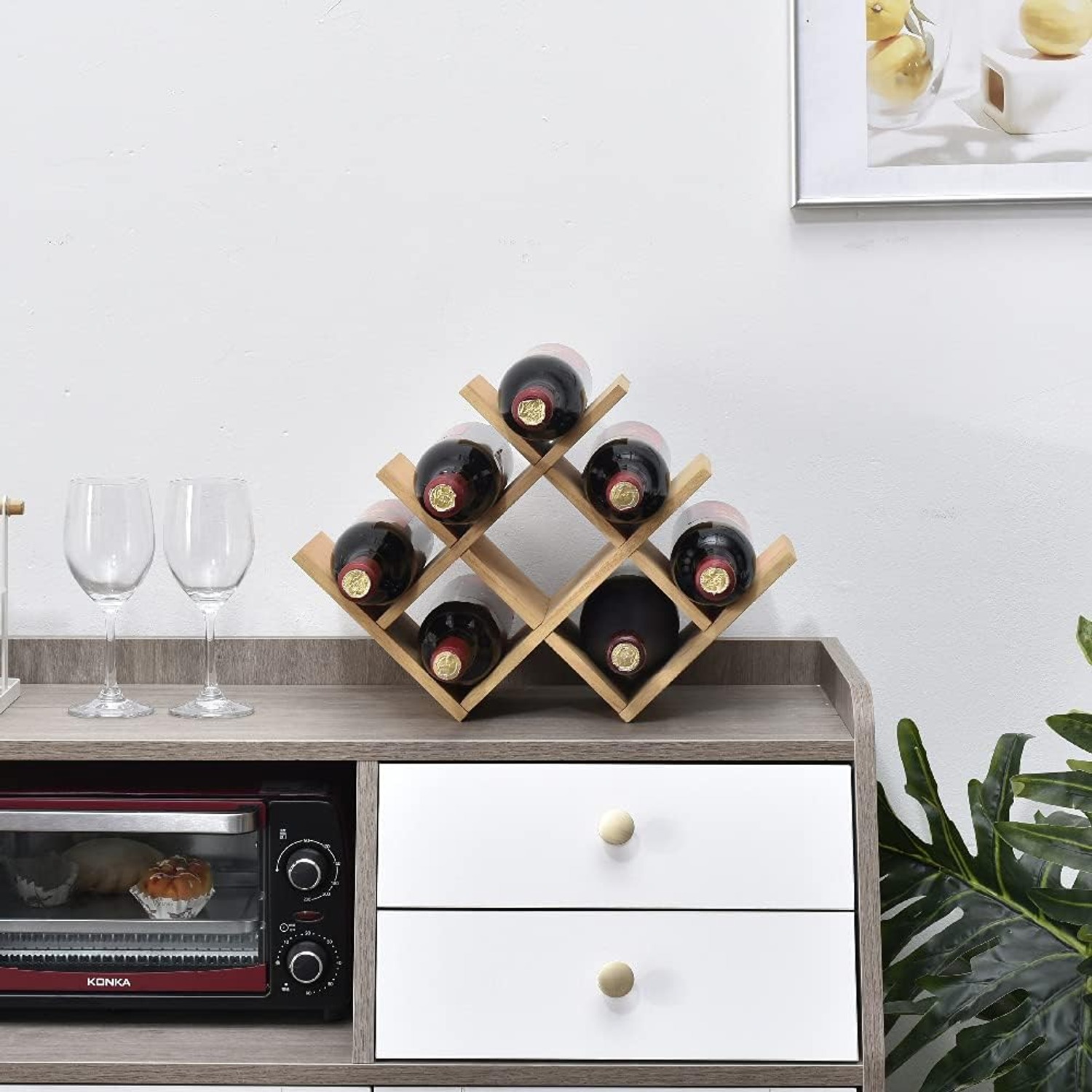 3-Tier Wooden Wine Rack (8 Bottle, Countertop): image 10