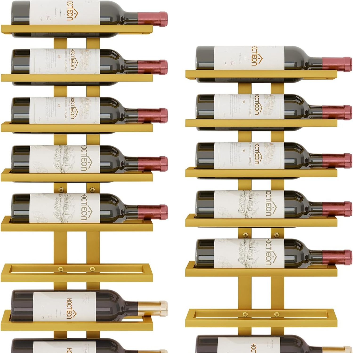 16 Bottle Wall Wine Rack Set, 2 Pack 8 Tier Metal Wine Racks