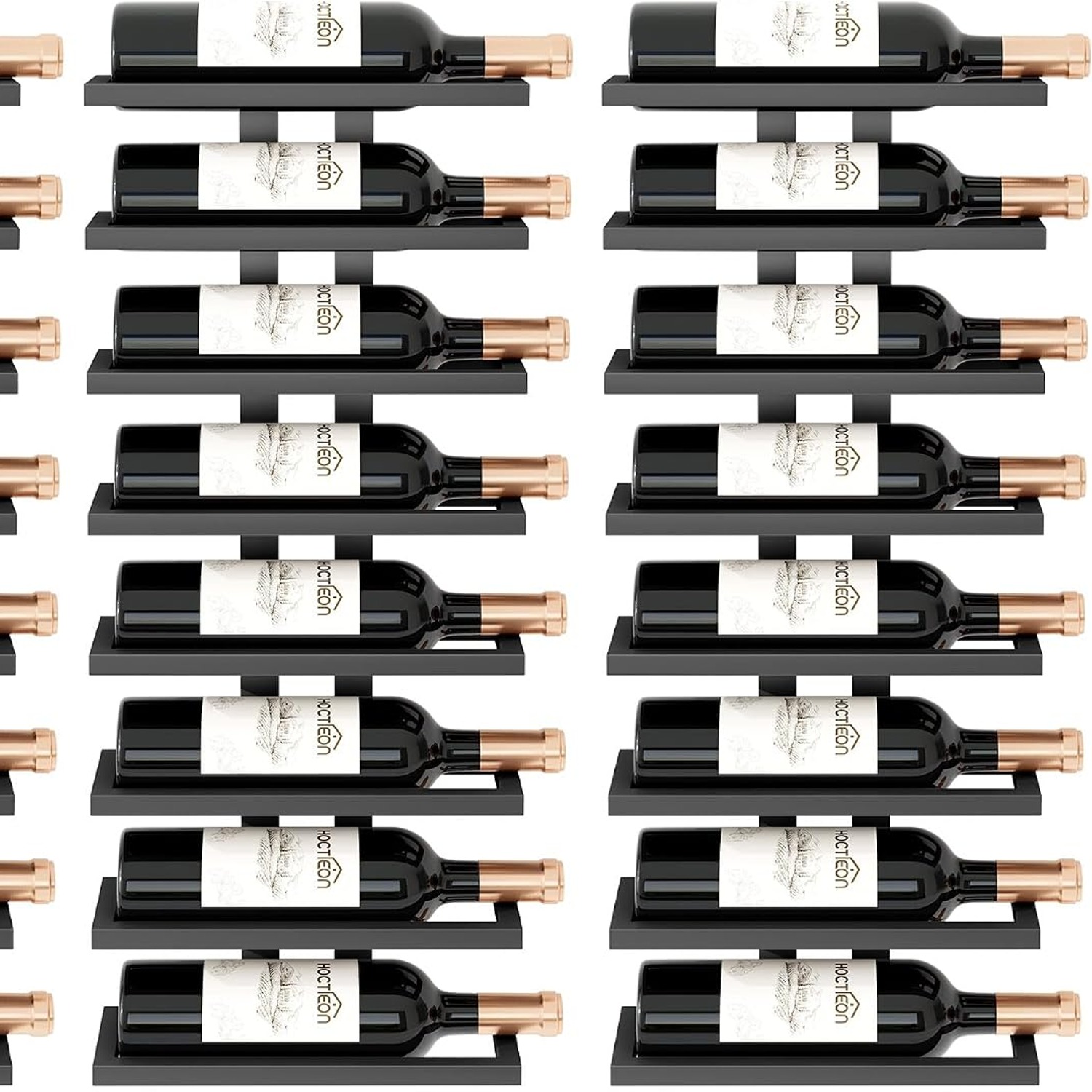 16 Bottle Wall Wine Rack Set, 2 Pack 8 Tier Metal Wine Racks