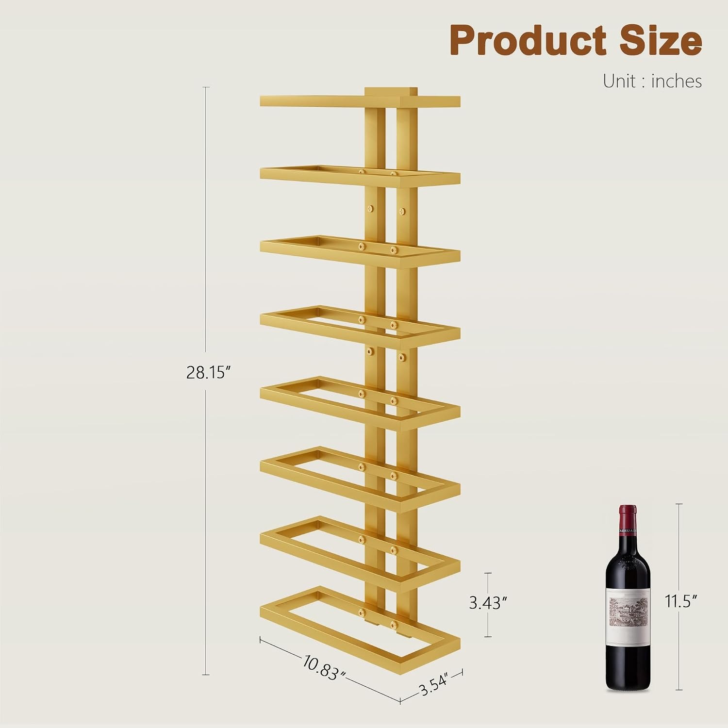 16 Bottle Wall Wine Rack Set, 2 Pack 8 Tier Metal Wine Racks: image 8