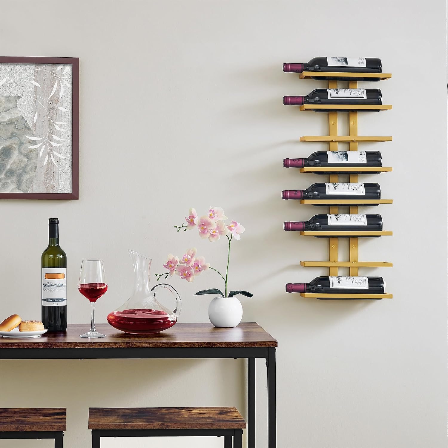 16 Bottle Wall Wine Rack Set, 2 Pack 8 Tier Metal Wine Racks: image 9