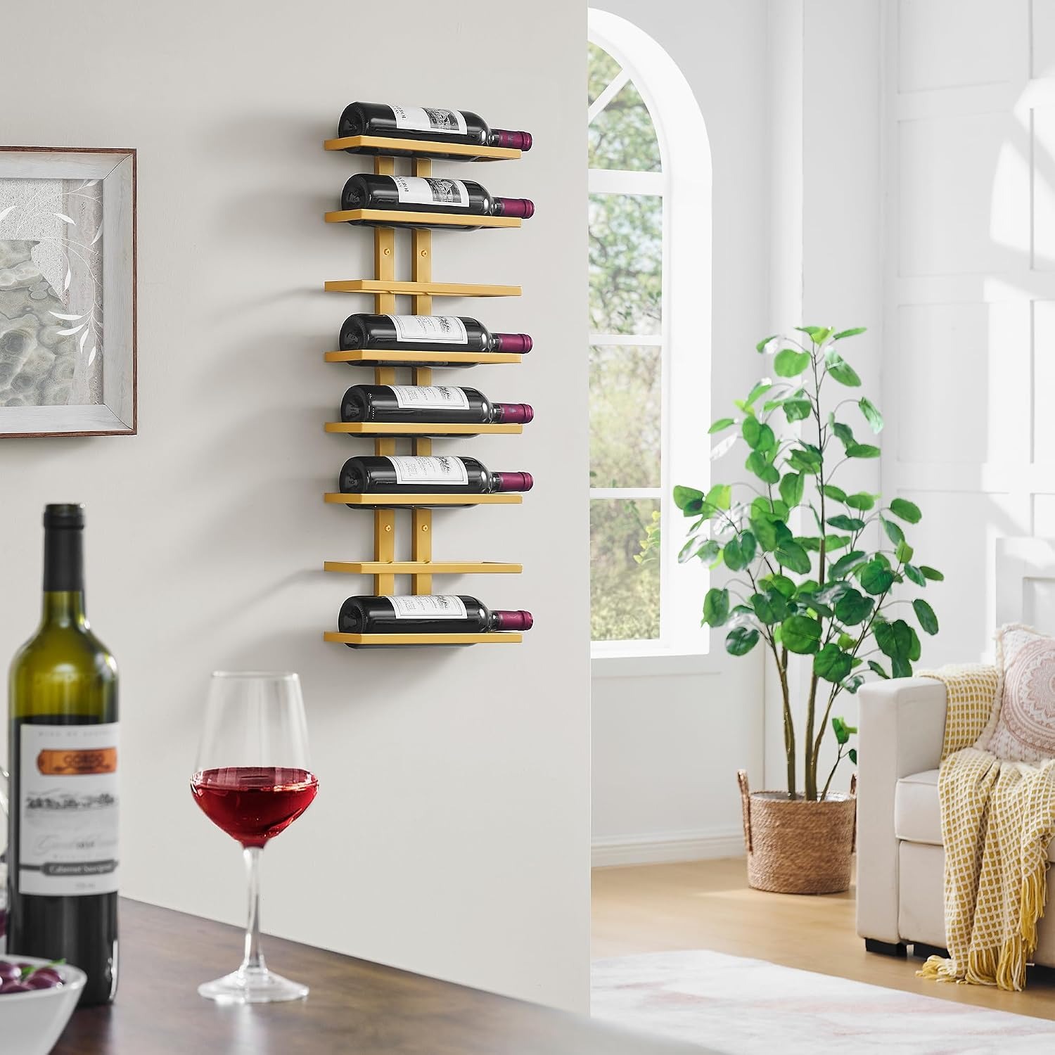 16 Bottle Wall Wine Rack Set, 2 Pack 8 Tier Metal Wine Racks: image 10