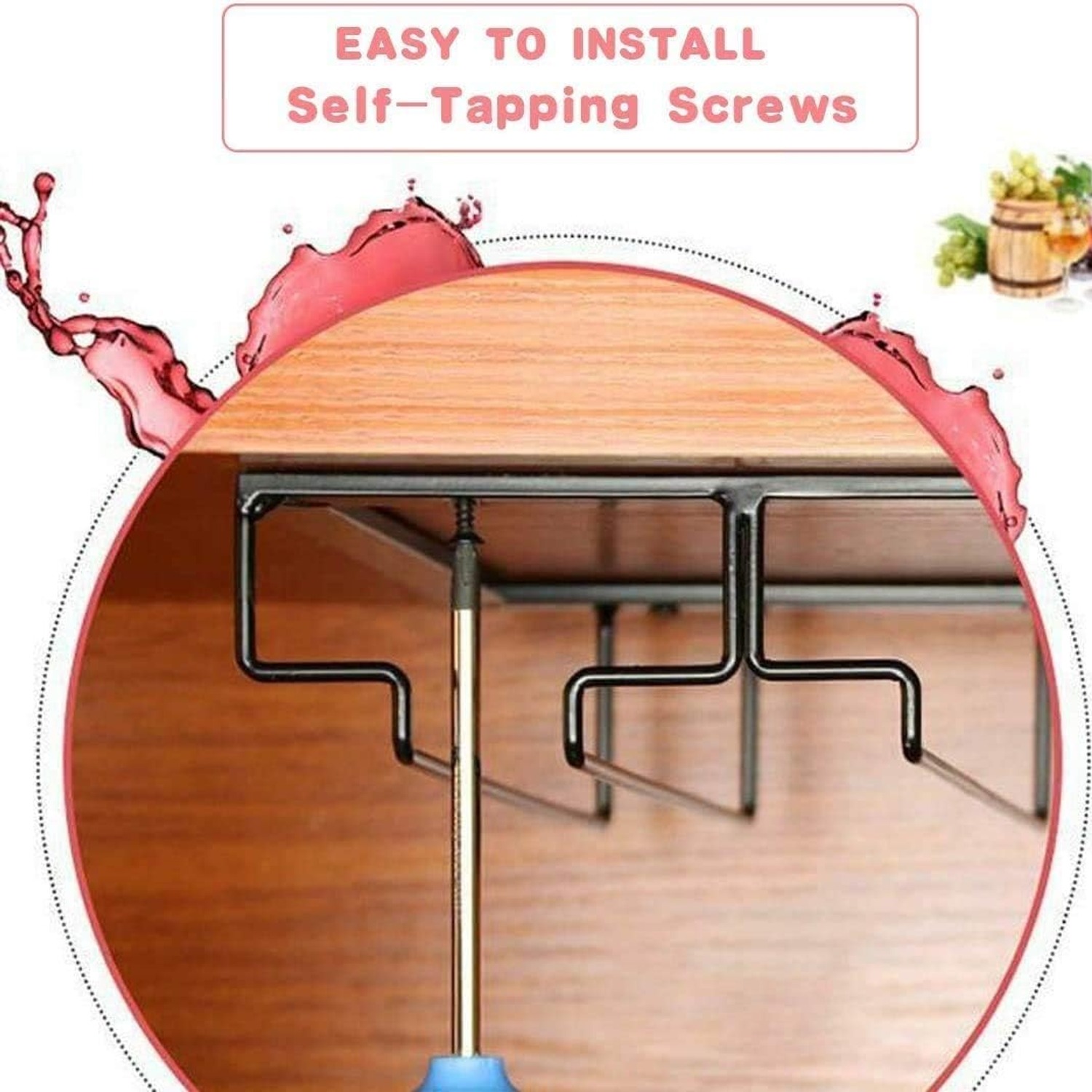 Under Cabinet Wine Glass Rack 2 Pack